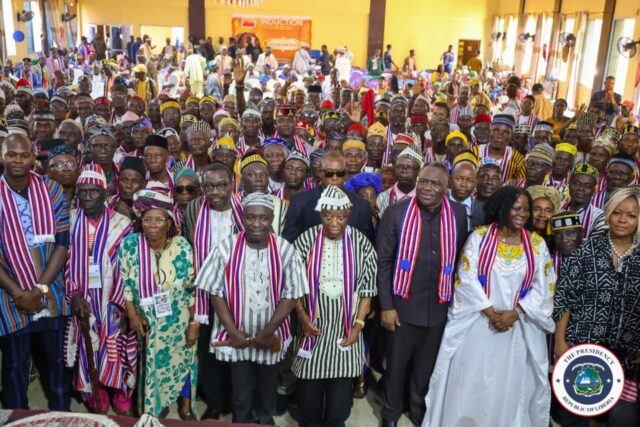 President Boakai, Vice President Koung and the traditional leaders of Liberia