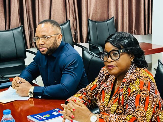 Heads of LPRC and Ministry of Commerce and Industry, Mr. Amos Tweah and Madam Magdalene Dagoseh