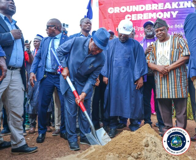 President Boakai breaking grounds for the Voinjama-to-Mendikorma road