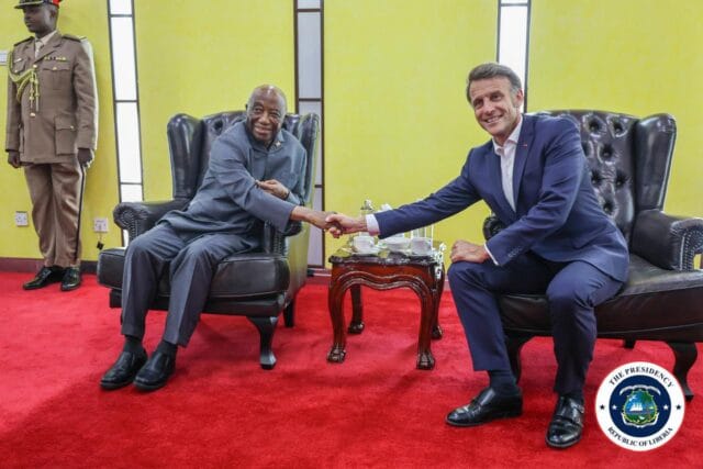 President Boakai meeting President Emmanuel Macron in Nairobi, Kenya1