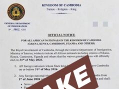 Liberia Rejects Fake Cambodian Immigration Notice, Says 38 Stranded Citizens Granted Waivers