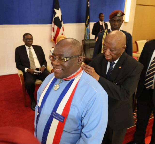 Flashback ALCOD Eminent Chairman, Hon. Emmanuel S. Wettee, being honored by the President for his role in advocating for Liberians in the diaspora and dual citizenship