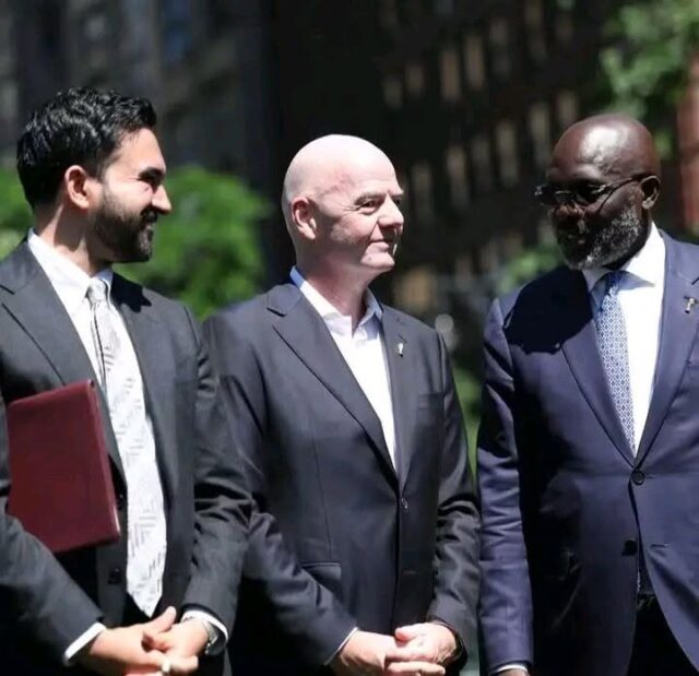 New Your State Governor Mamdani, FIFA President Infertino and Football icon former President George Weah
