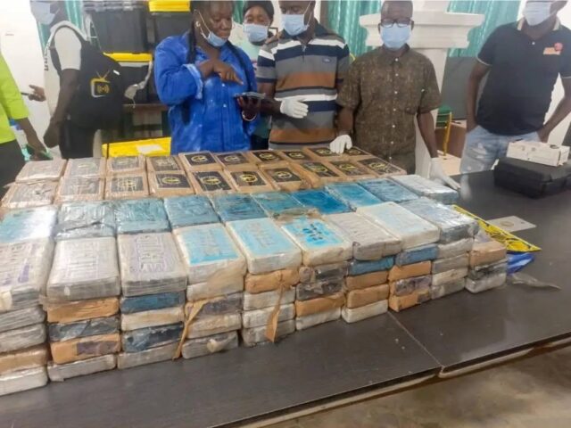 Plates of cocaine siezed at the Roberts International Airport